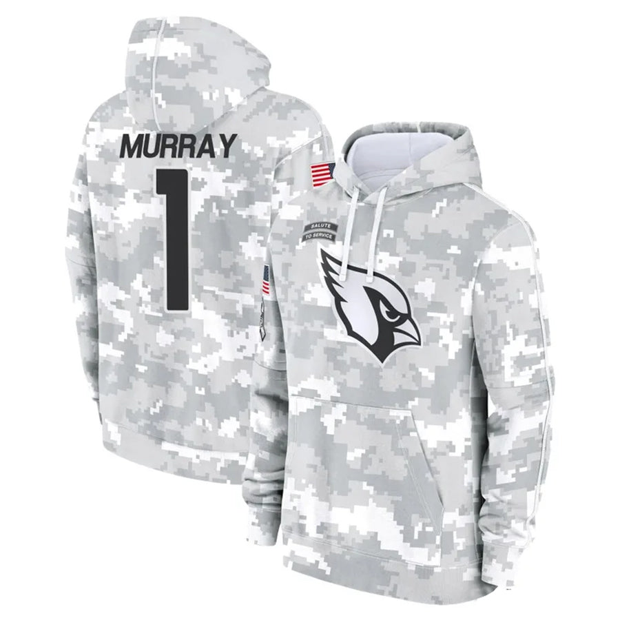 A.Cardinals #1 Kyler Murray Player Camo Salute to Service Hoodies Edoa Stitched Jerseys