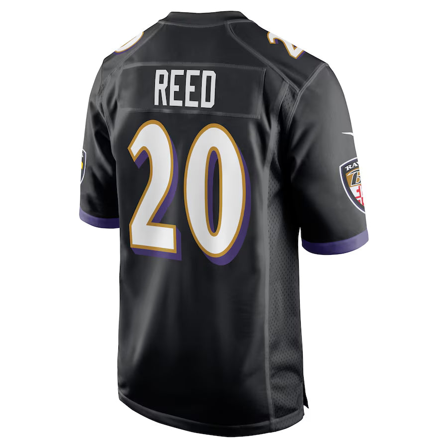 B.Ravens #20 Ed Reed Player Black Alternate Game Home Edoa Stitched Jerseys