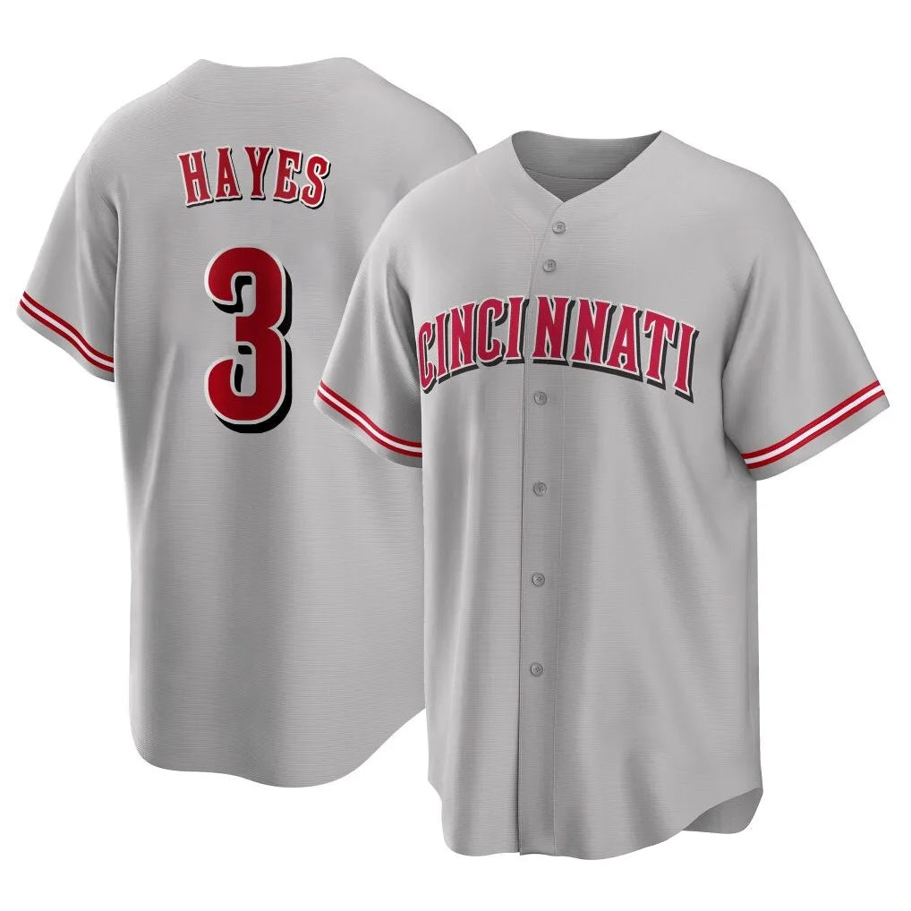 C.Reds #3 Ke'Bryan Hayes Player Gray Home Game Edoa Stitched Jerseys