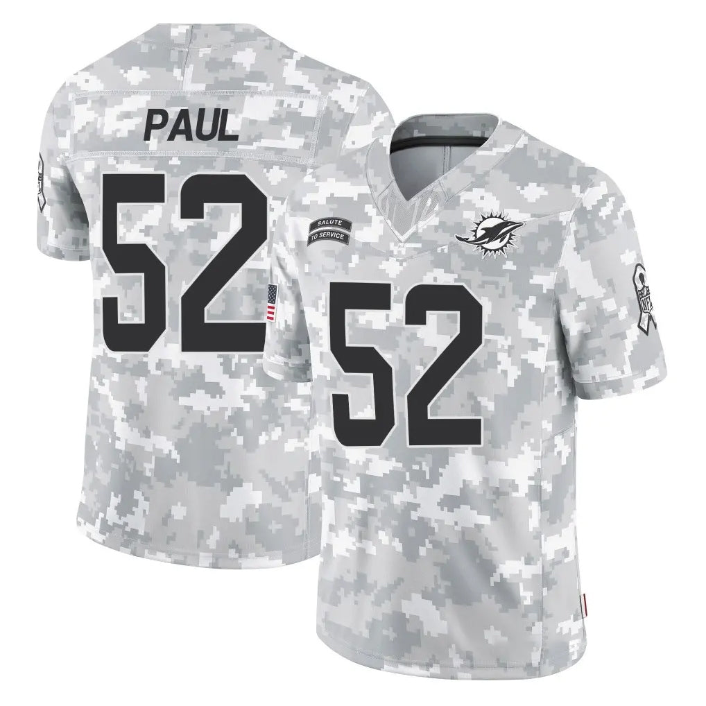 M.Dolphins #52 Patrick Paul Player Arctic Camo Salute To Service Limited Game Edoa Stitched Jerseys