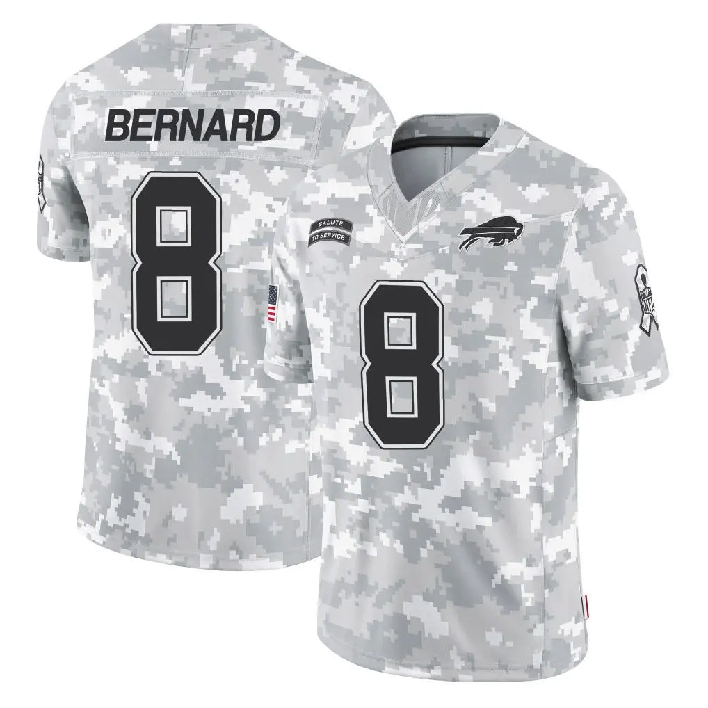 B.Bills #8 Terrel Bernard Player Arctic Camo Salute to Service Limited Game Edoa Stitched Jerseys