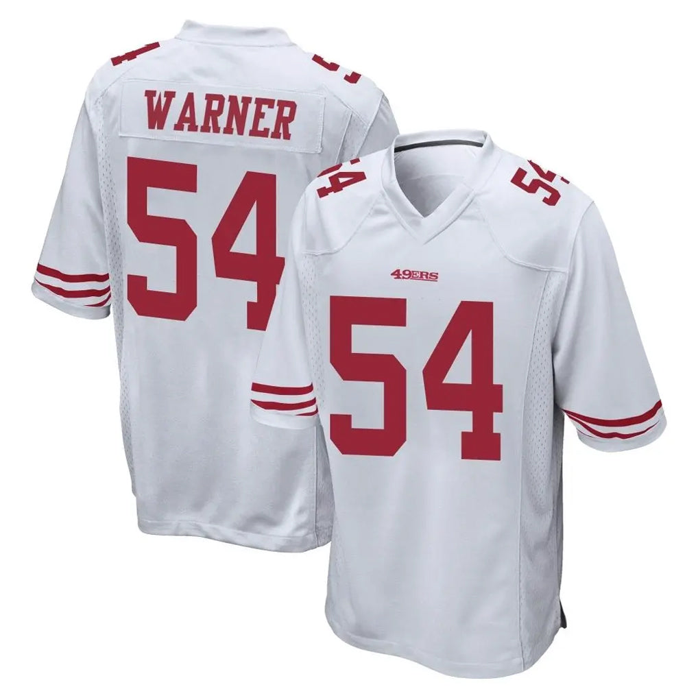 SF.49ers #54 Fred Warner Player White Home Game Edoa Stitched Jerseys