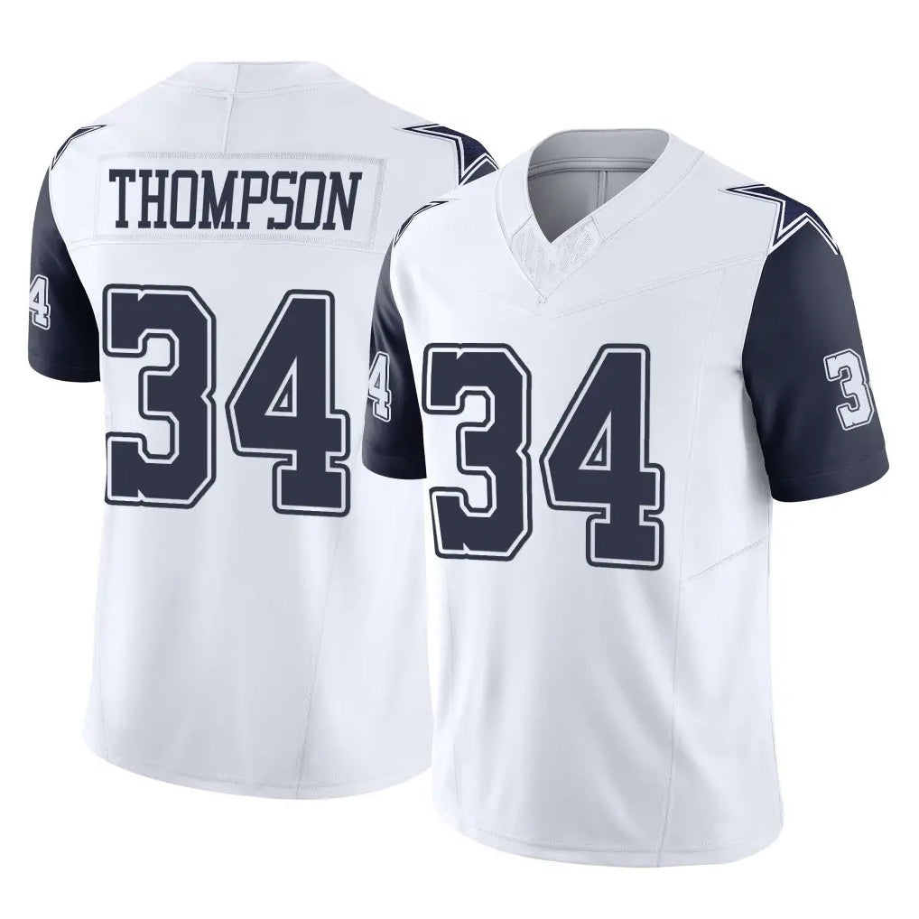 D.Cowboys #34 Jalen Thompson Player White-Navy Limited Vapor F.U.S.E. Home Game Edoa Stitched Jerseys
