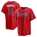 A.Braves #3 Dale Murphy Player Red Home Game Edoa Stitched Jerseys