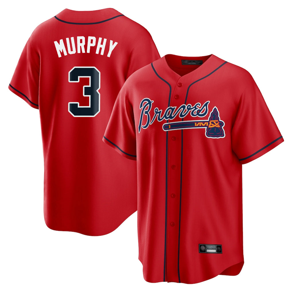 A.Braves #3 Dale Murphy Player Red Home Game Edoa Stitched Jerseys