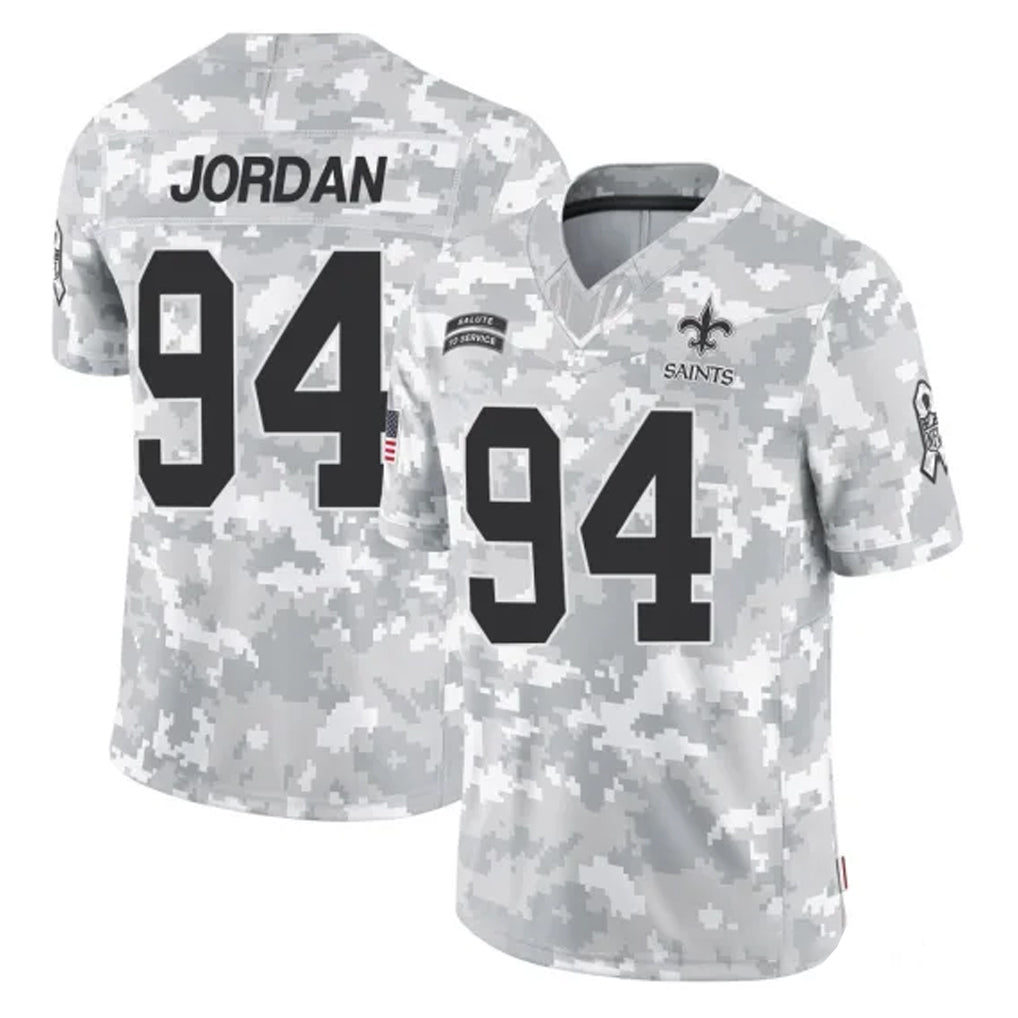 NO.Saints #94 Cameron Jordan Player Arctic Camo Salute To Service Limited Game Edoa Stitched Jerseys