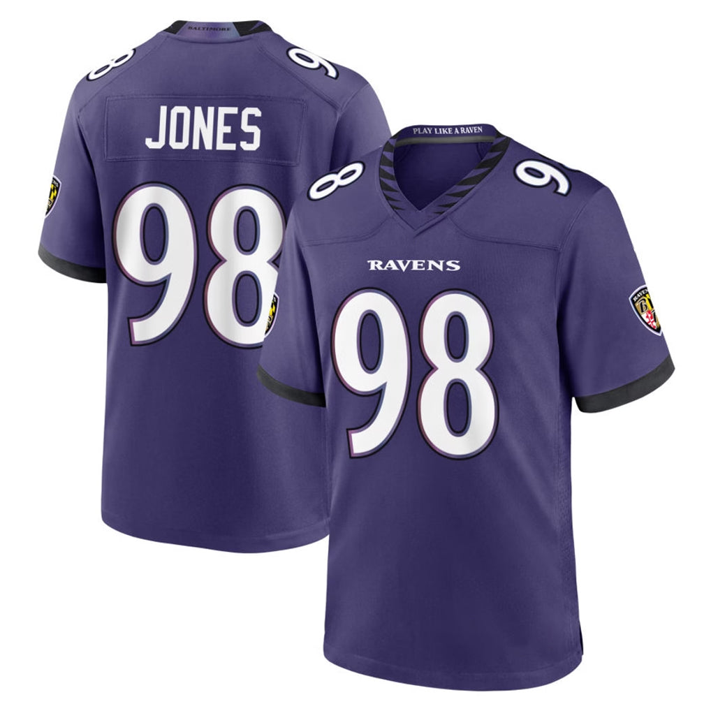 B.Ravens #98 Travis Jones Player Purple Limited Home Game Edoa Stitched Jerseys