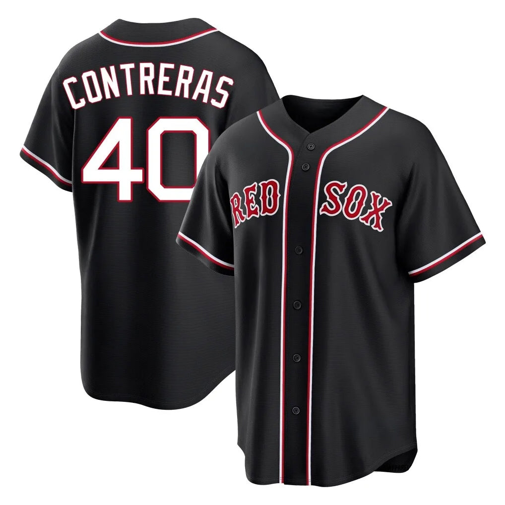 B.Red Sox #40 Willson Contreras Player Black Out Home Game Edoa Stitched Jerseys