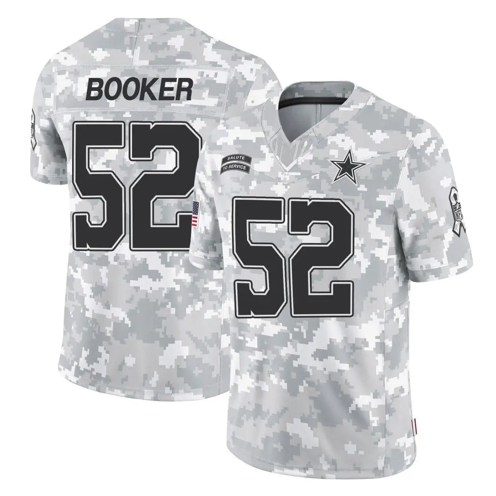 D.Cowboys #52 Tyler Booker Player Arctic Camo Salute to Service Limited Home Game Edoa Stitched Jerseys
