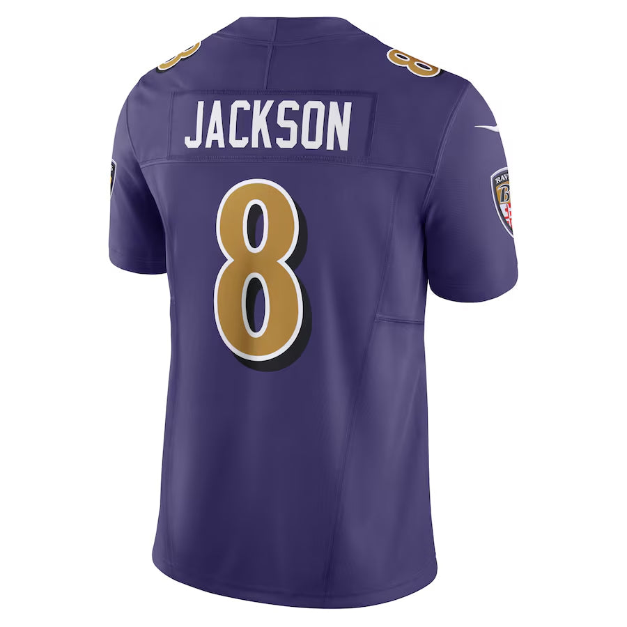 B.Ravens #8 Lamar Jackson Player Purple Vapor F.U.S.E. Limited Edoa Stitched Jerseys