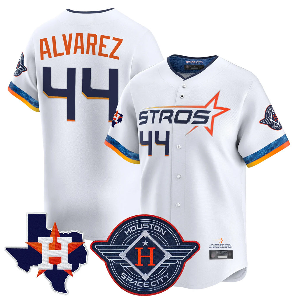 H.Astros #44 Yordan Alvarez Player White City Connect Texas Patch Vapor Premier Limited Home Edoa Stitched Jerseys