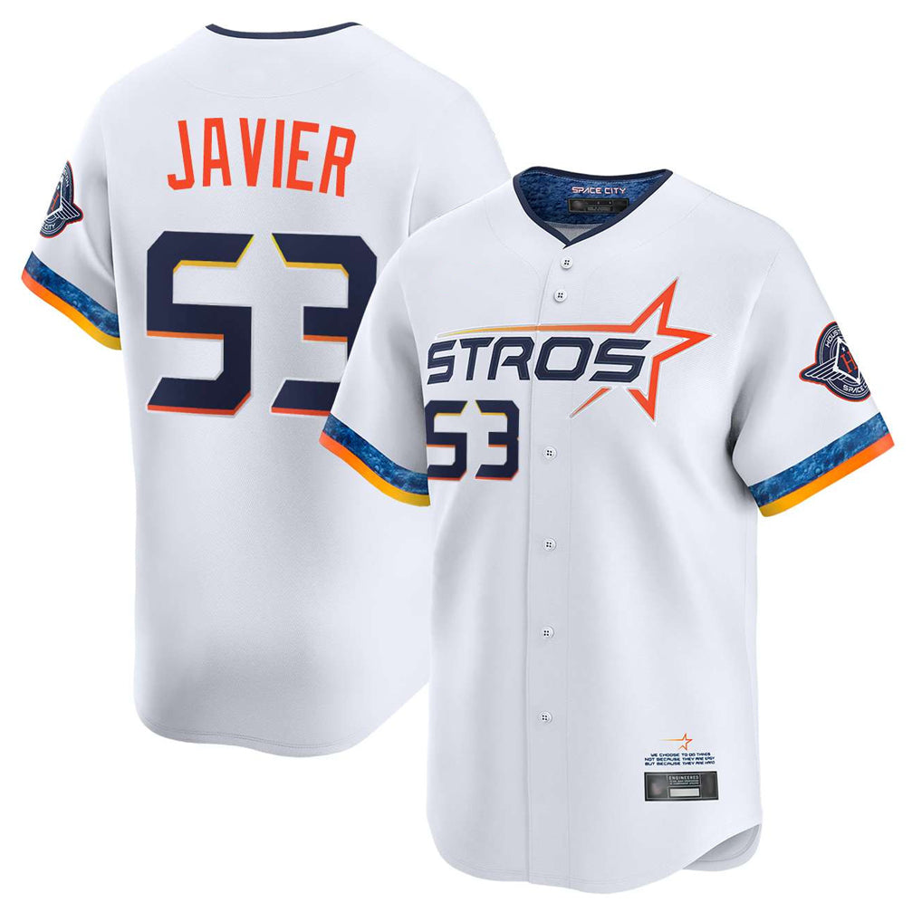 H.Astros #53 Cristian Javier Player White City Connect Limited Home Edoa Stitched Jerseys