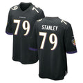 B.Ravens #79 Ronnie Stanley Player Black Alternate Home Game Edoa Stitched Jerseys