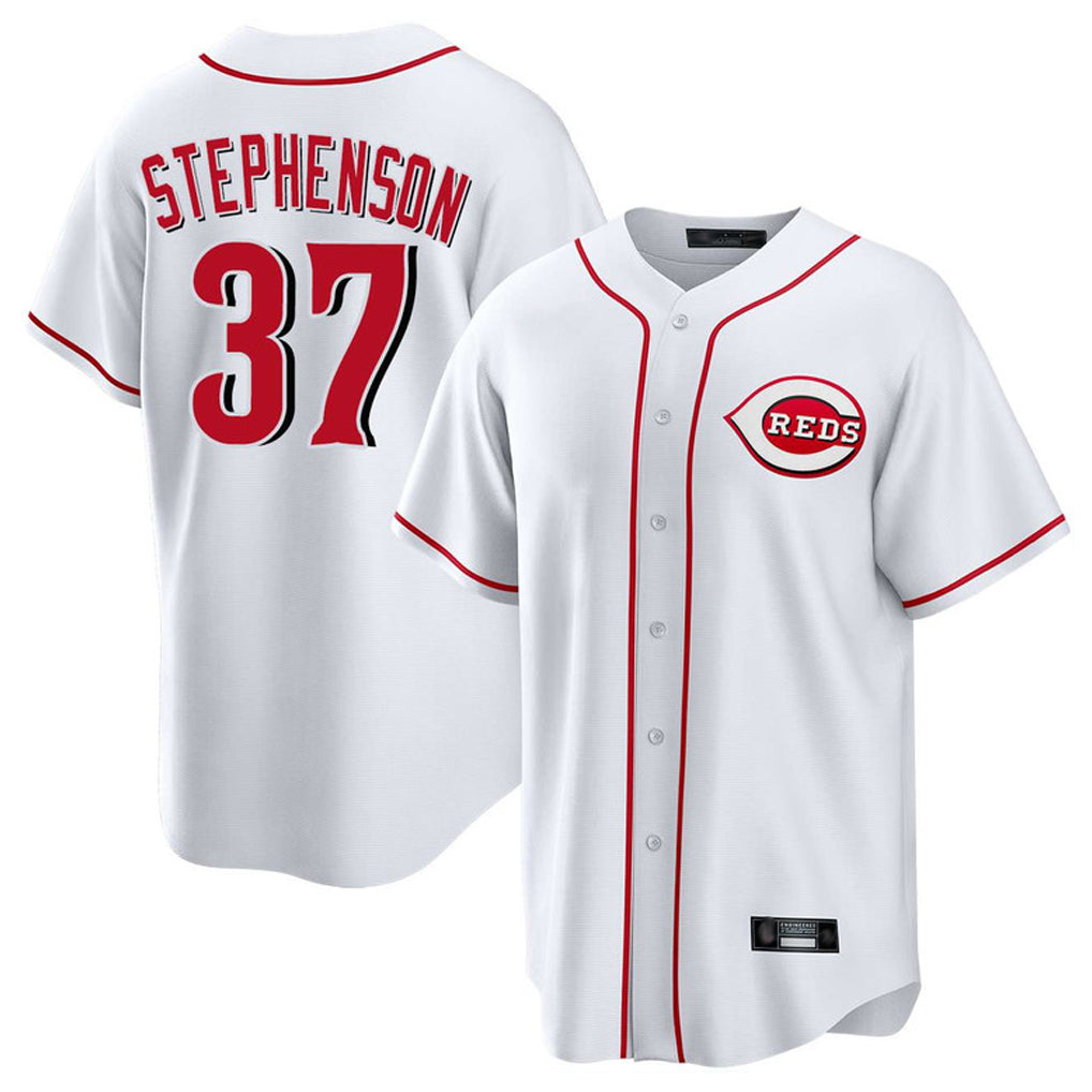 C.Reds #37 Tyler Stephenson Player White Game Home Edoa Stitched Jerseys