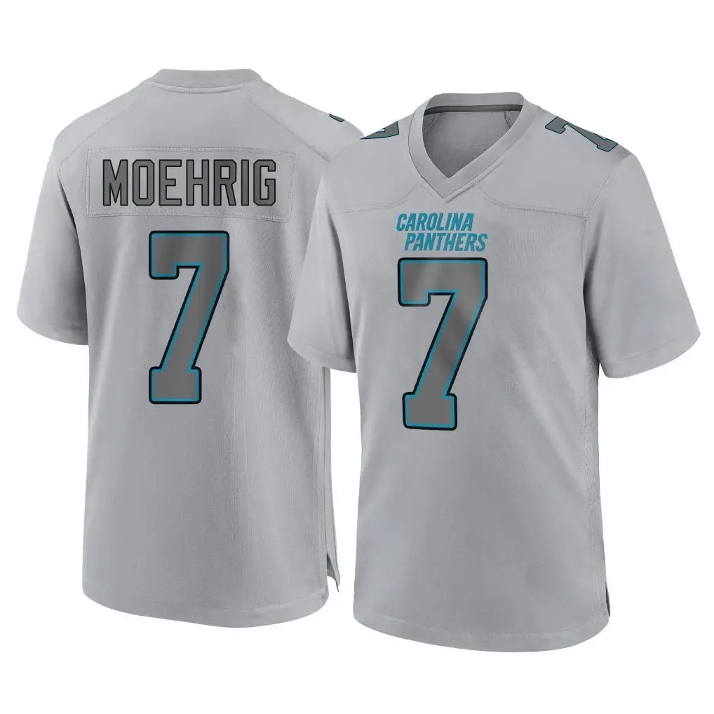 C.Panthers #7 Tre'von Moehrig Player Gray Atmosphere Fashion Game Edoa Stitched Jerseys