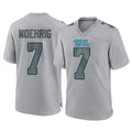 C.Panthers #7 Tre'von Moehrig Player Gray Atmosphere Fashion Game Edoa Stitched Jerseys