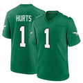 P.Eagles #1 Jalen Hurts Player Green Kelly Alternate Home Game Edoa Stitched Jerseys