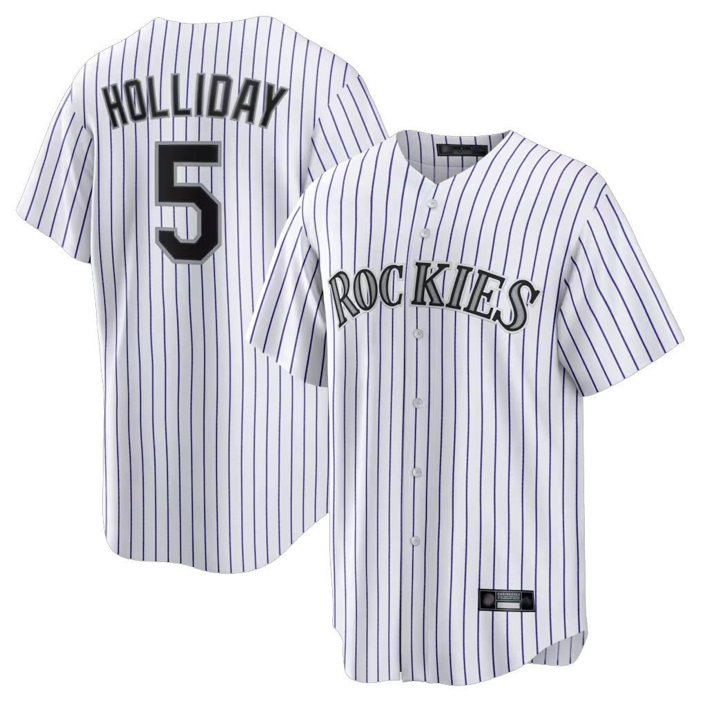 C.Rockies #5 Matt Holliday Player White Game Home Edoa Stitched Jerseys