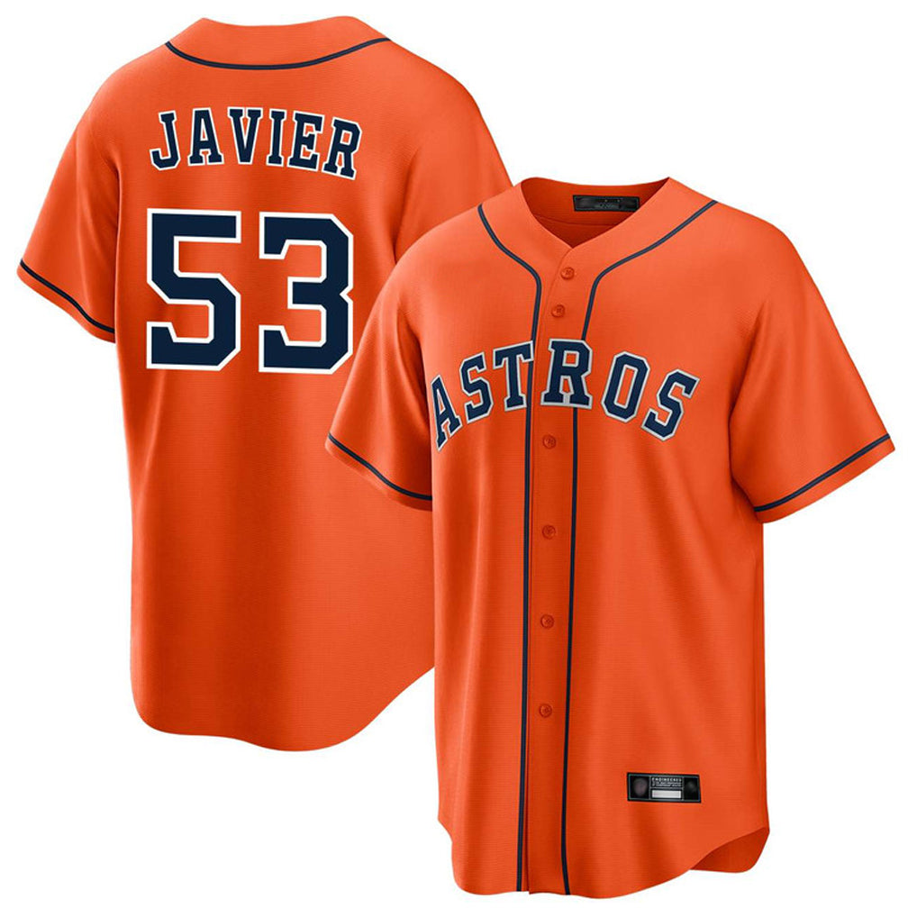 H.Astros #53 Cristian Javier Player Orange Home Game Edoa Stitched Jerseys