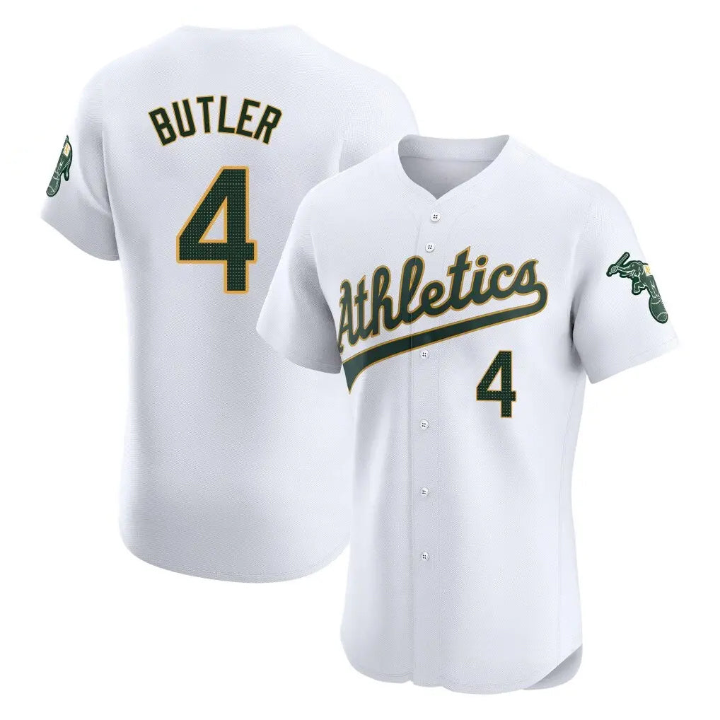 Athletics #4 Lawrence Butler Player White Limited Elite Home Game Edoa Stitched Jerseys
