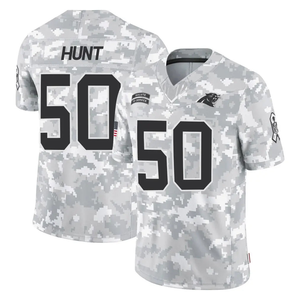 C.Panthers #50 Robert Hunt Player Arctic Camo Salute to Service Limited Game Edoa Stitched Jerseys