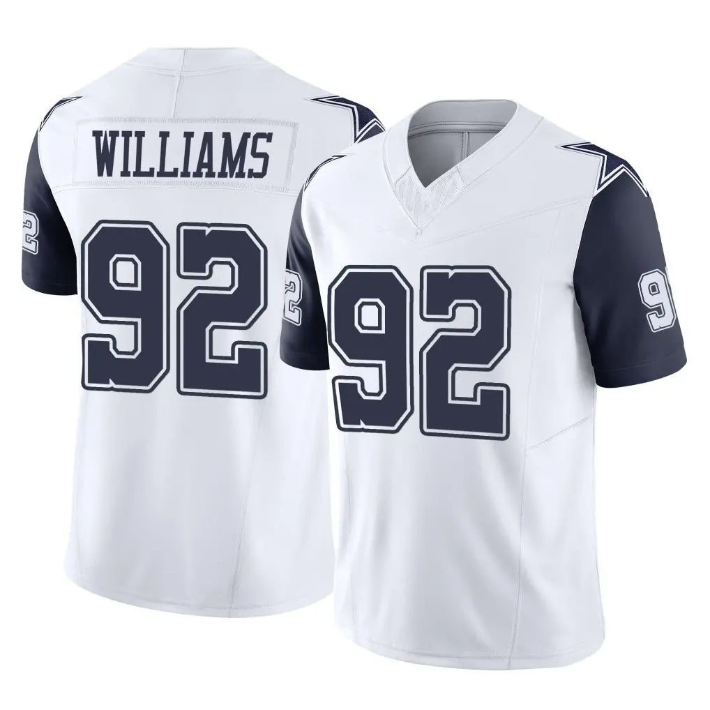 D.Cowboys #92 Quinnen Williams Player White-Navy Limited Vapor F.U.S.E. Home Game Edoa Stitched Jerseys