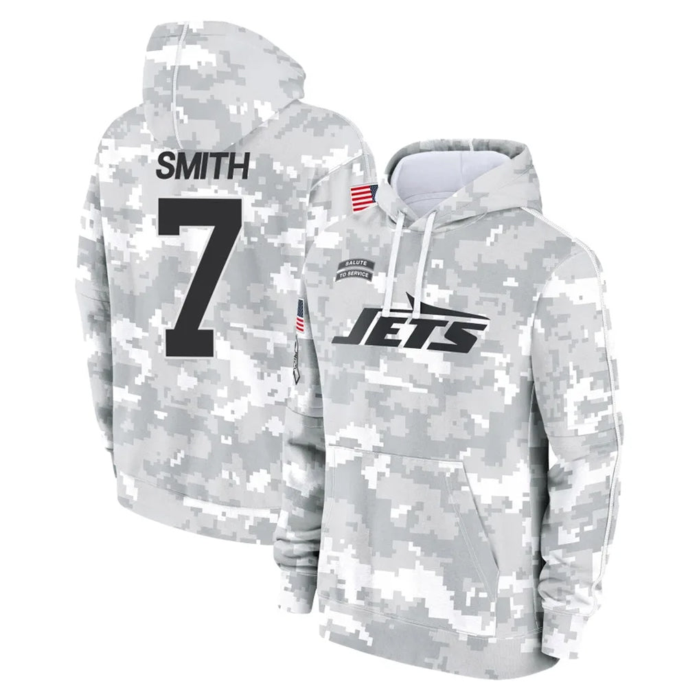 NY.Jets #7 Geno Smith Player Arctic Camo Salute to Service Pullover Hoodies Limited Game Edoa Stitched Jerseys