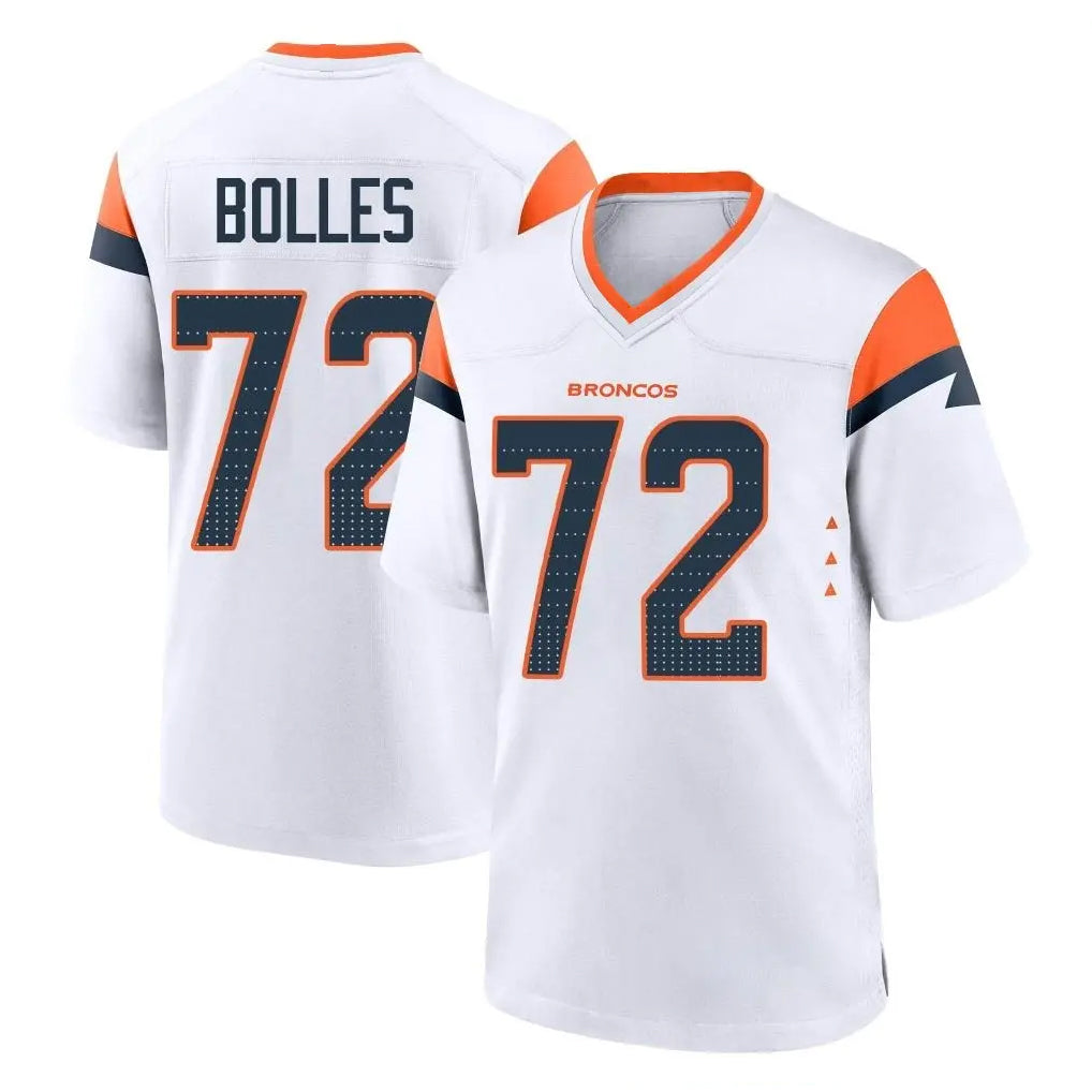 D.Broncos #72 Garett Bolles Player White Home Game Edoa Stitched Jerseys