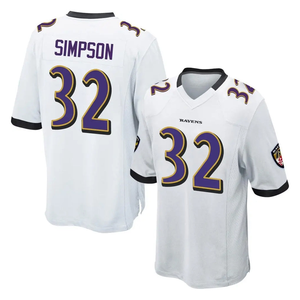 B.Ravens #32 Trenton Simpson Player White Home Game Edoa Stitched Jerseys