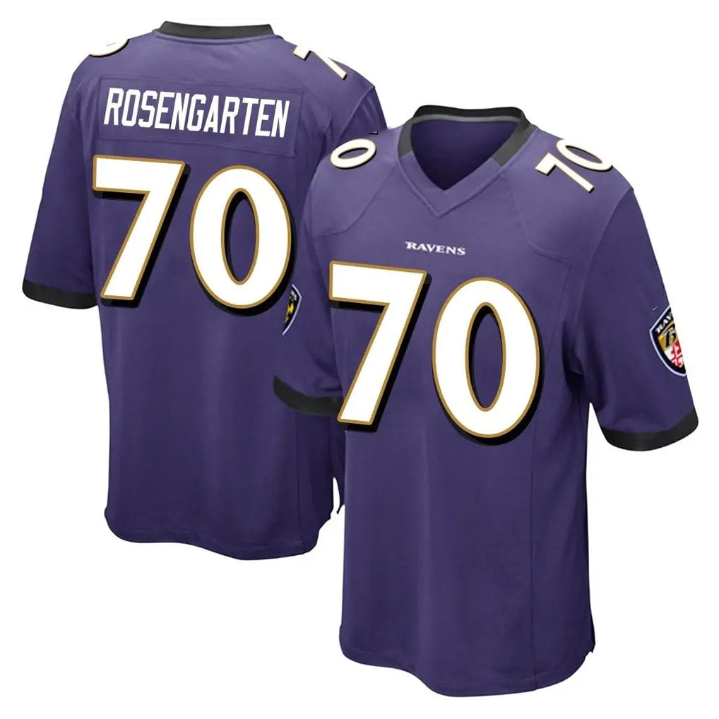 B.Ravens #70 Roger Rosengarten Player Purple Home Game Edoa Stitched Jerseys
