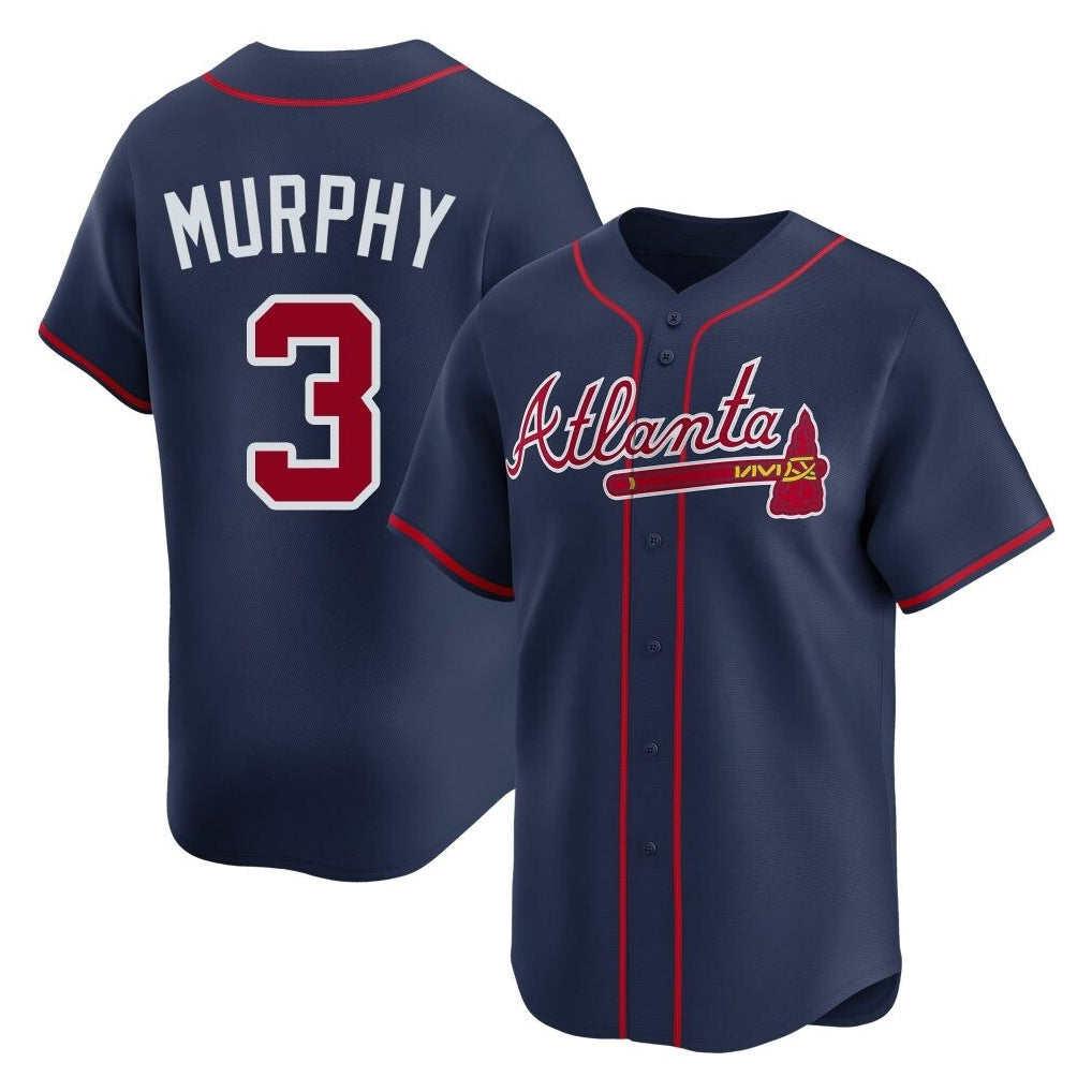 A.Braves #3 Dale Murphy Player Navy Limited Home Game Edoa Stitched Jerseys