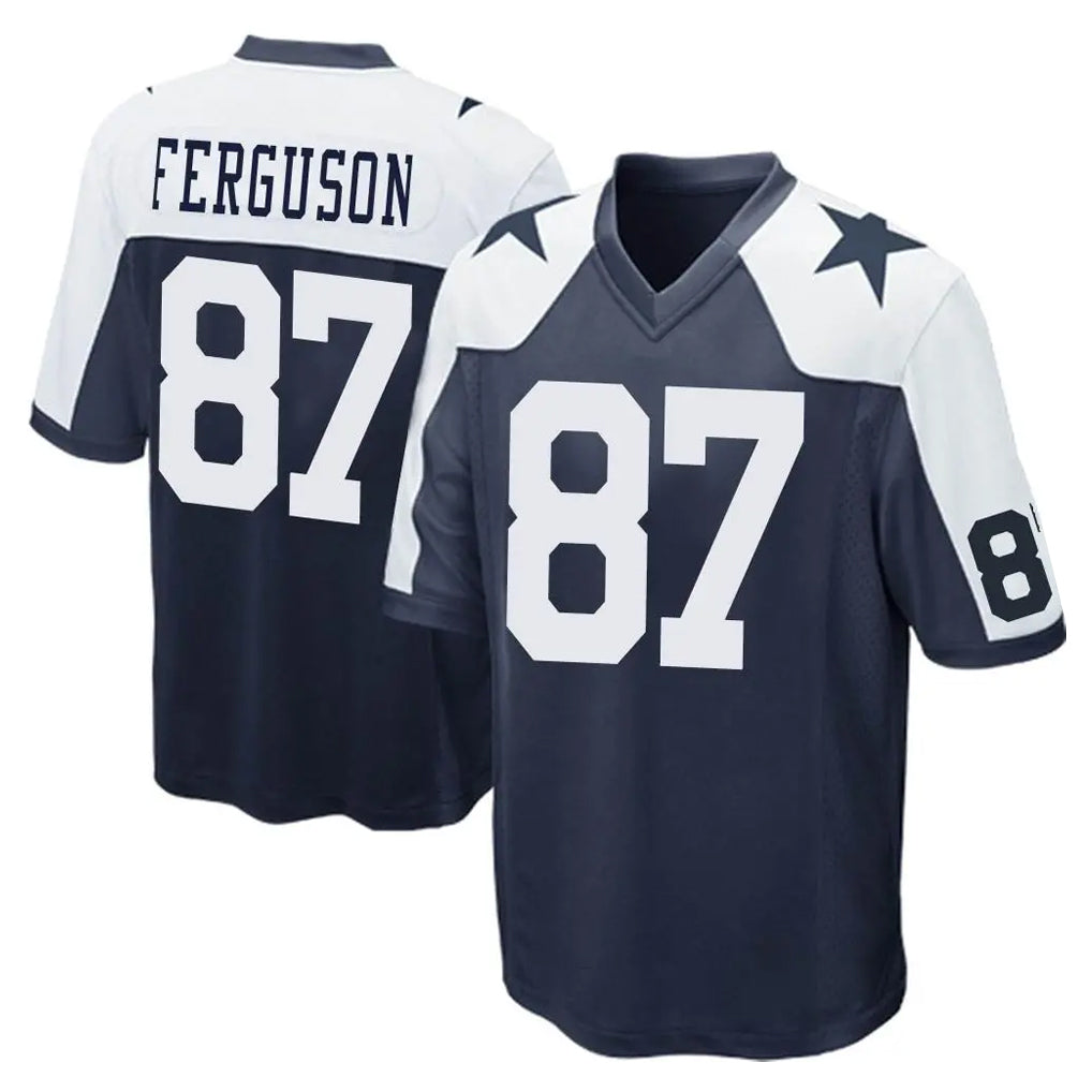D.Cowboys #87 Jake Ferguson Player Navy-White Alternate Home Game Edoa Stitched Jerseys