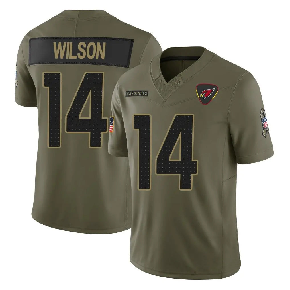 A.Cardinals #14 Michael Wilson Player Olive Salute To Service Limited Home Game Edoa Stitched Jerseys