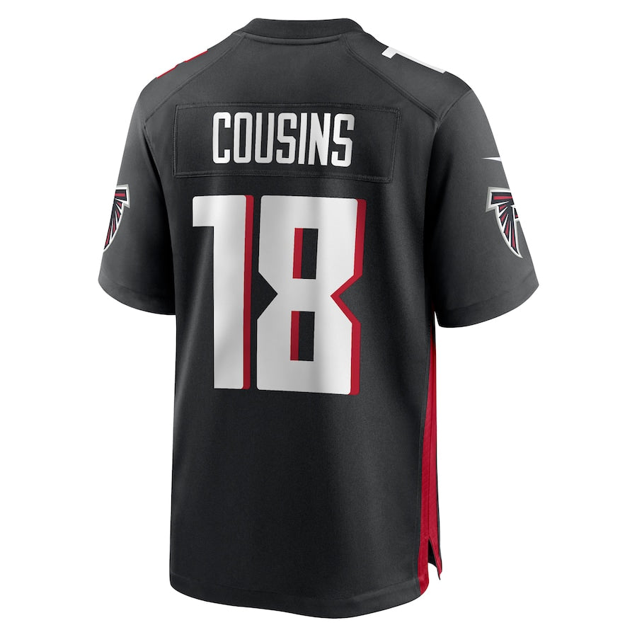 A.Falcons #18 Kirk Cousins Player Black Home Game Edoa Stitched Jerseys