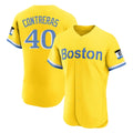 B.Red Sox #40 Willson Contreras Player Yellow Limited Elite Home Game Edoa Stitched Jerseys