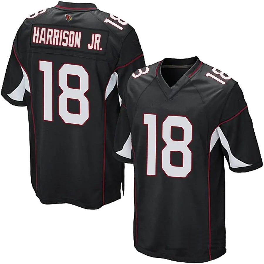 A.Cardinals #18 Marvin Harrison Jr. Player Black Game Edoa Stitched Jerseys
