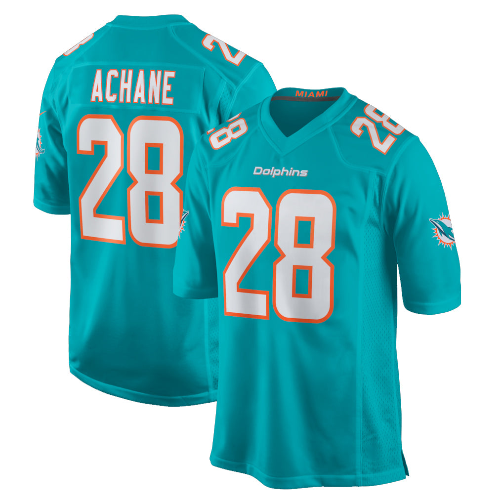 M.Dolphins #28 De'Von Achane Player Aqua Home Game Edoa Stitched Jerseys