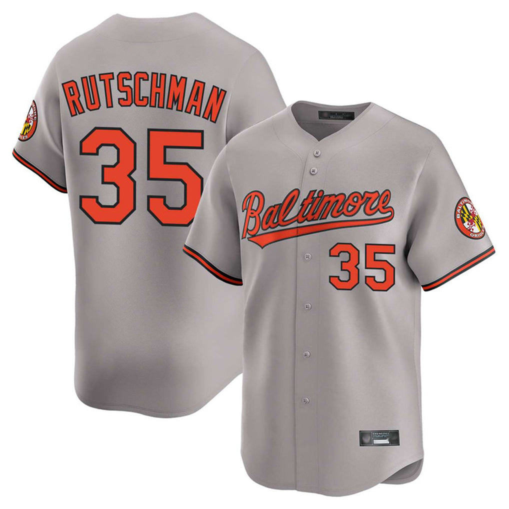 B.Orioles #35 Adley Rutschman Player Gray Limited Home Game Edoa Stitched Jerseys