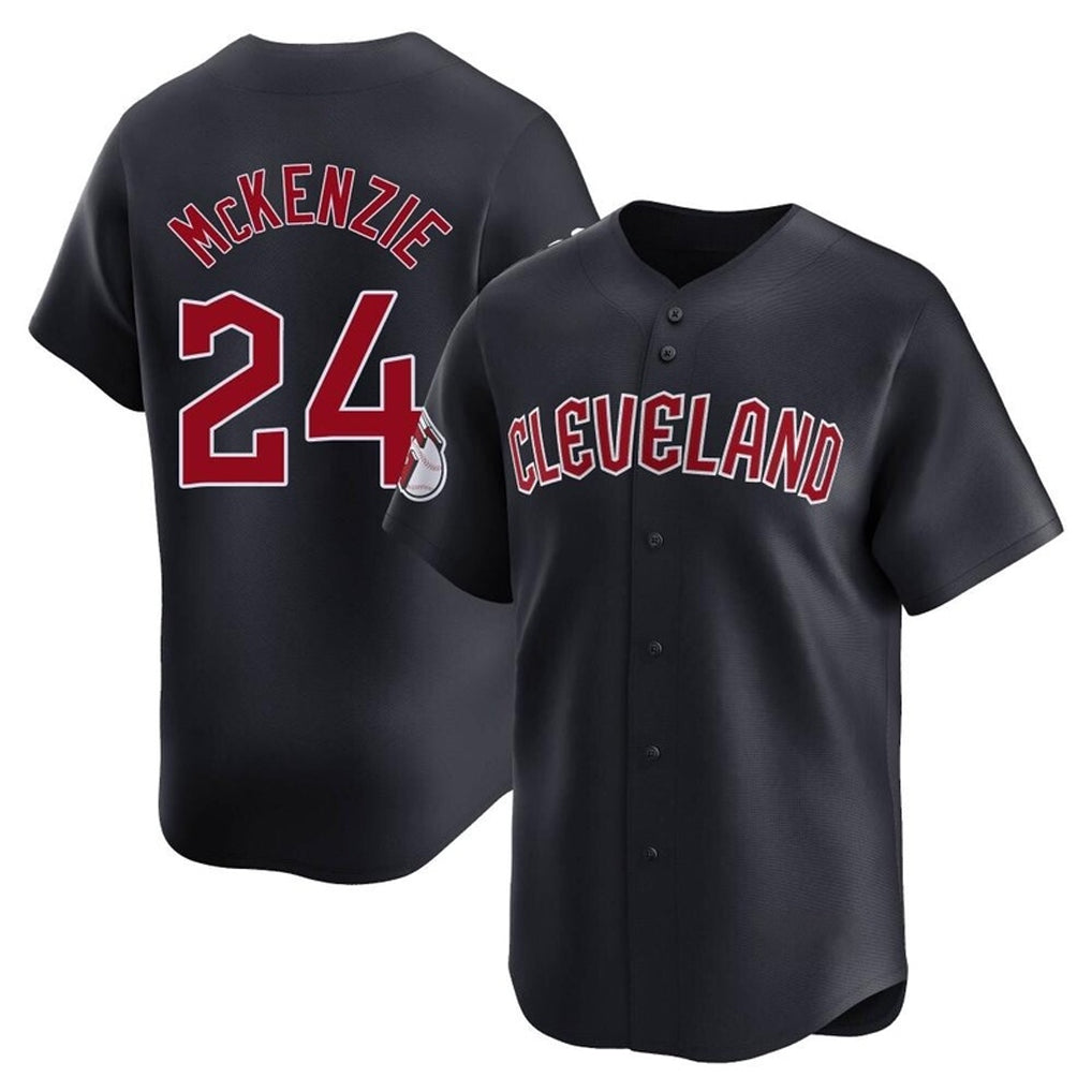 C.Guardians #24 Triston McKenzie Player Navy Limited Home Game Edoa Stitched Jerseys