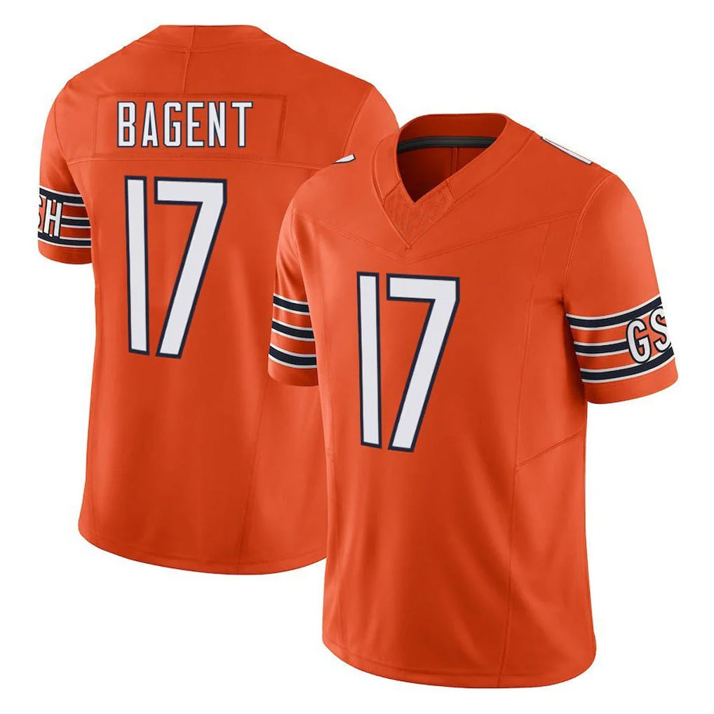 C.Bears #17 Tyson Bagent Player Orange Vapor F.U.S.E. Limited Home Game Edoa Stitched Jerseys