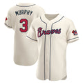 A.Braves #3 Dale Murphy Player Cream Limited Elite Home Game Edoa Stitched Jerseys