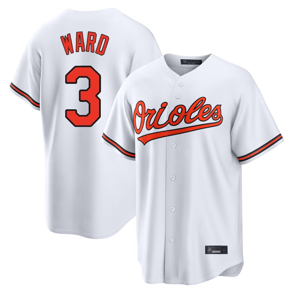 B.Orioles #3 Taylor Ward Player White Home Game Edoa Stitched Jerseys