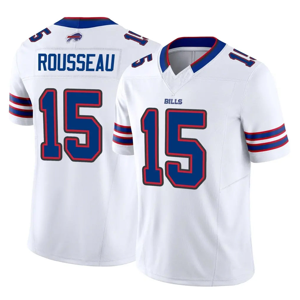 B.Bills #15 Greg Rousseau Player White Vapor F.U.S.E. Jersey Limited Home Game Edoa Stitched Jerseys