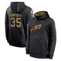 P.Eagles #35 Michael Carter II Player Black Salute to Service Hoodies Limited Game Edoa Stitched Jerseys
