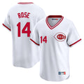 C.Reds #14 Pete Rose Player White Cooperstown Collection Limited T-shirt Home Edoa Stitched Jerseys