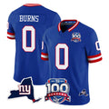 NY.Giants #0 Brian Burns Player Royal 100th Season & State Patch Vapor Limited Home Game Edoa Stitched Jerseys