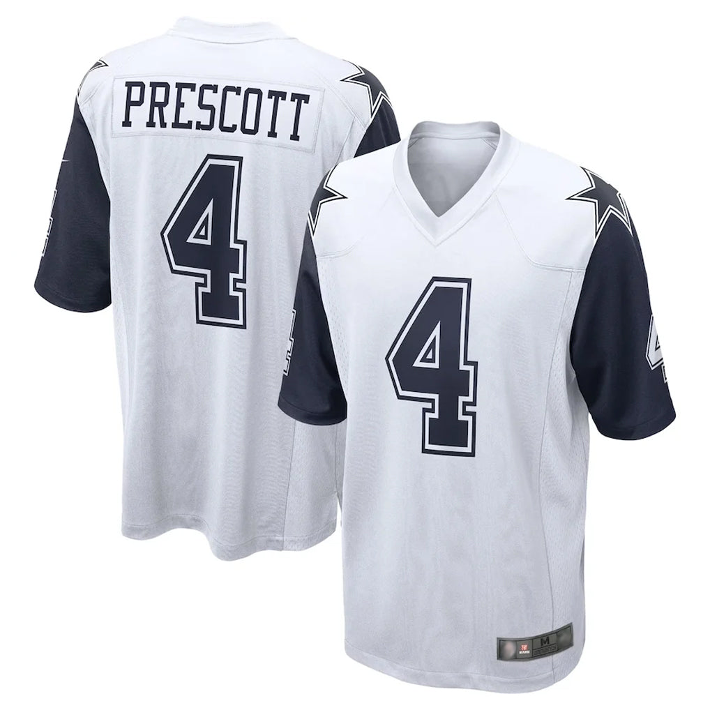 D.Cowboys #4 Dak Prescott Player White-Navy Home Game Edoa Stitched Jerseys