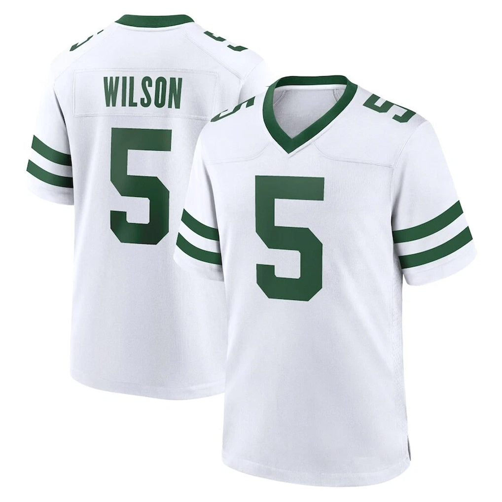 NY.Jets #5 Garrett Wilson Player White Legacy Home Game Edoa Stitched Jerseys
