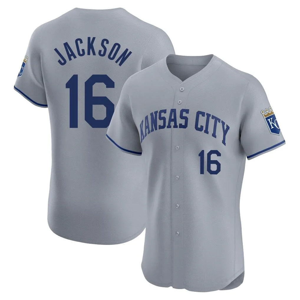 KC.Royals #16 Bo Jackson Player Gray Limited Elite Home Edoa Stitched Jerseys