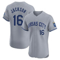 KC.Royals #16 Bo Jackson Player Gray Limited Elite Home Edoa Stitched Jerseys